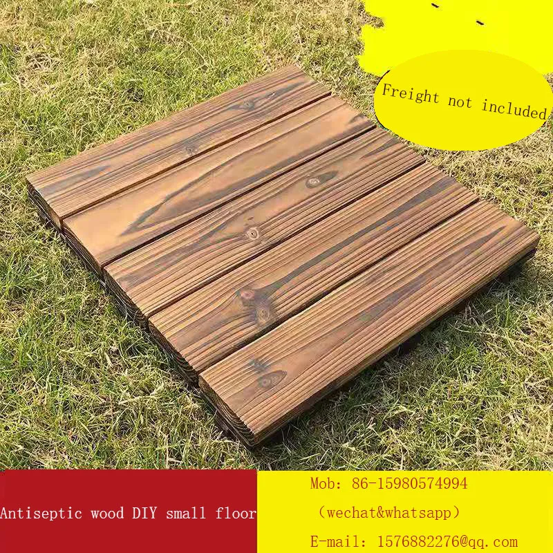 Outdoor balcony anticorrosive wood floor carbonized wood indoor courtyard Scotch Pine Garden antiskid DIY floor splicing floor