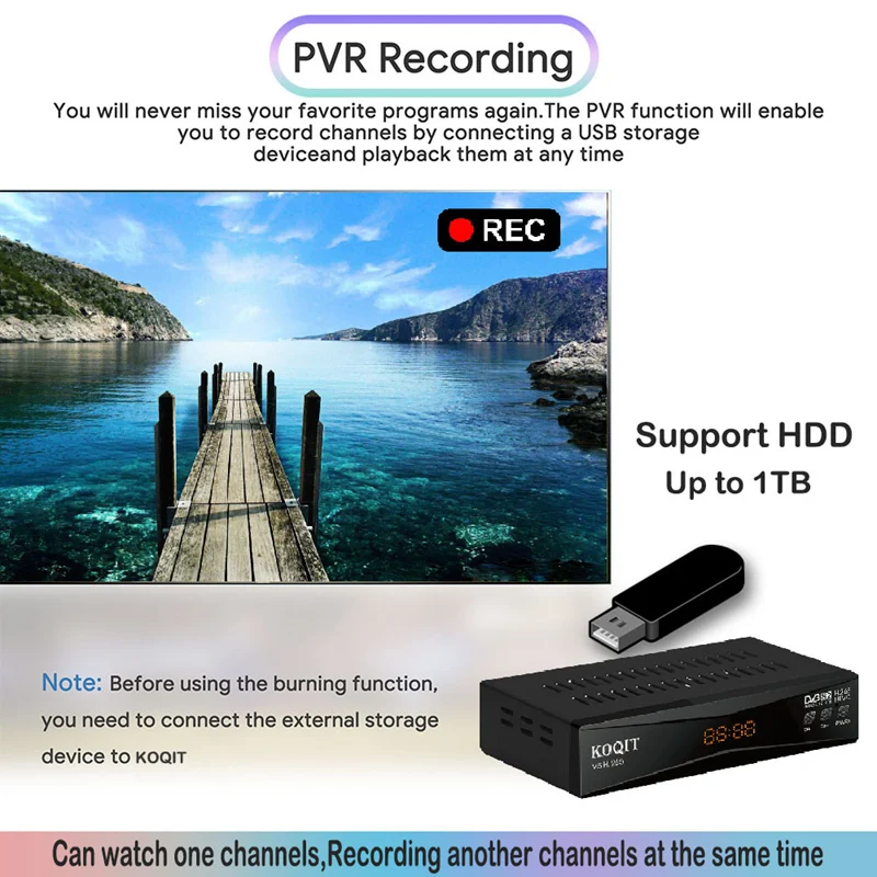 KOQIT V5H DVB2IP Receptor H.265 HEVC Satellite Receiver Satellite Decoder C/KU Band DVB S2 Streaming T2MI MeeCast TV Box Youtube