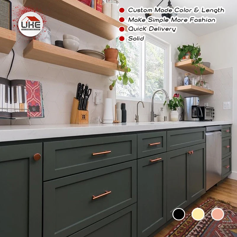 UKE Modern Furniture Handles Cabinet Drawer Wardrobe handles Kitchen Cupboard door handles Rose Gold brushed brass Black solid
