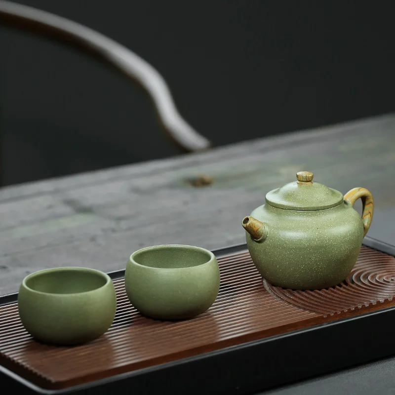 |Yixing xiao-lu li TaoYuan 】 pure manual recommended undressed ore pea green sand teapot classical 260 cc seven holes