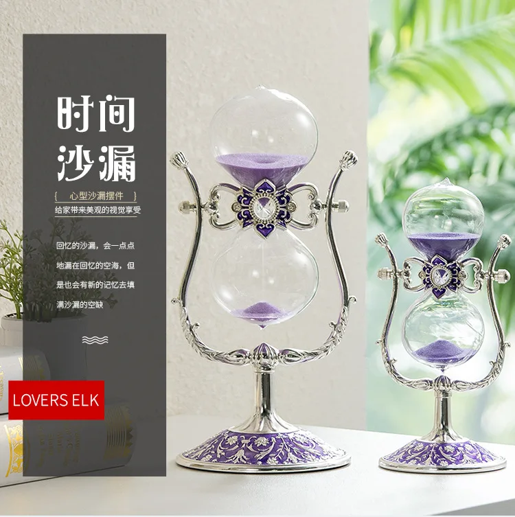 Gift 30 min zinc alloy time hourglass timer metal creative personality decoration ornaments