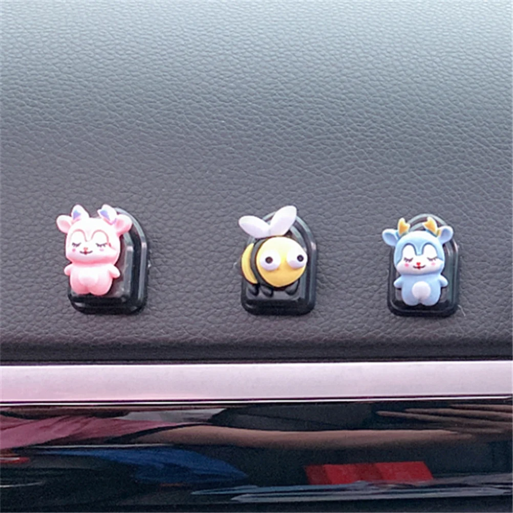 5Pcs Cute Cartoon Car Hooks Adhesive Plastic Car Hook Organizers Car Back Seat Hooks for Charging Cables Keys Wallets Handbags1