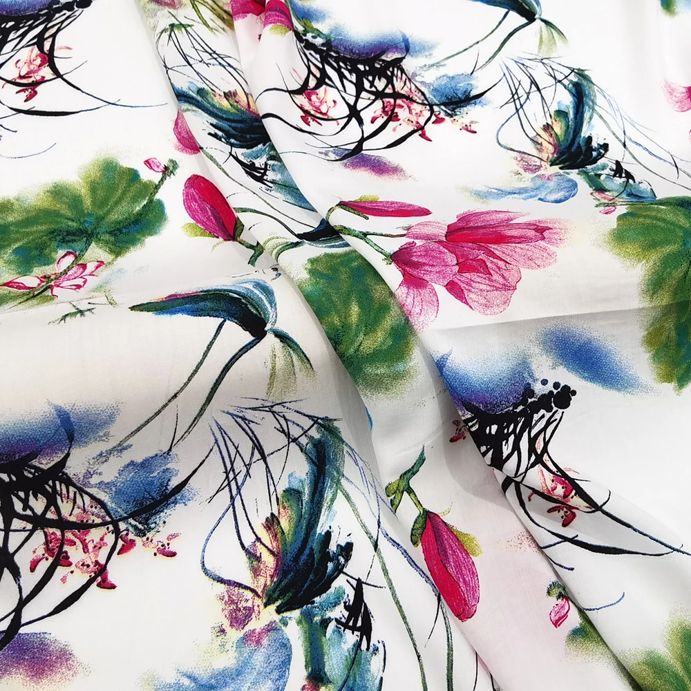 

50 см * 140 см акварельная китайская живопись вискоза ткань шириной 55 дюймов мягкая для богемной одежды и рукоделия