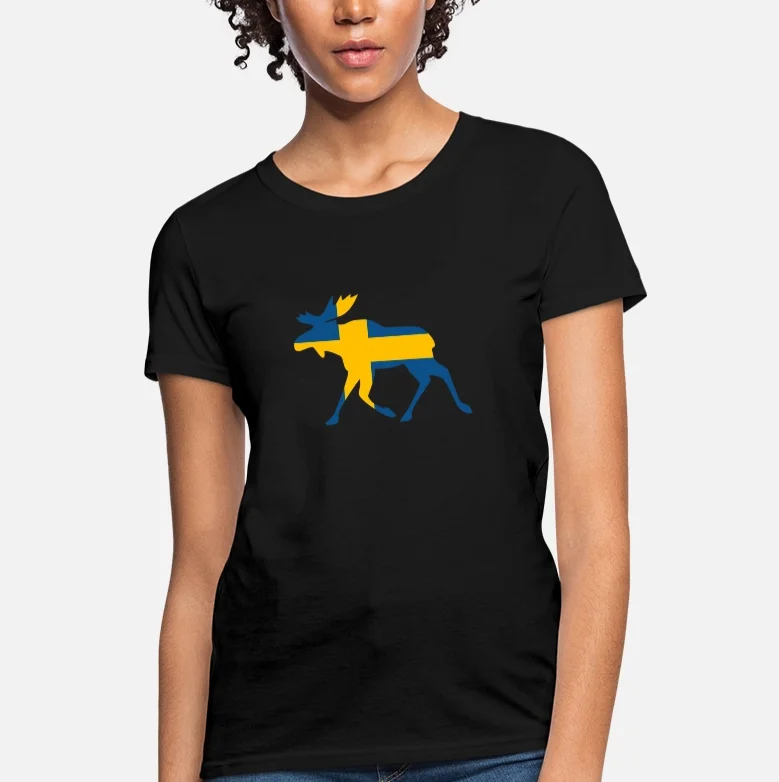 

Sweden Moose with The National Flag Inside Women's T-Shirt