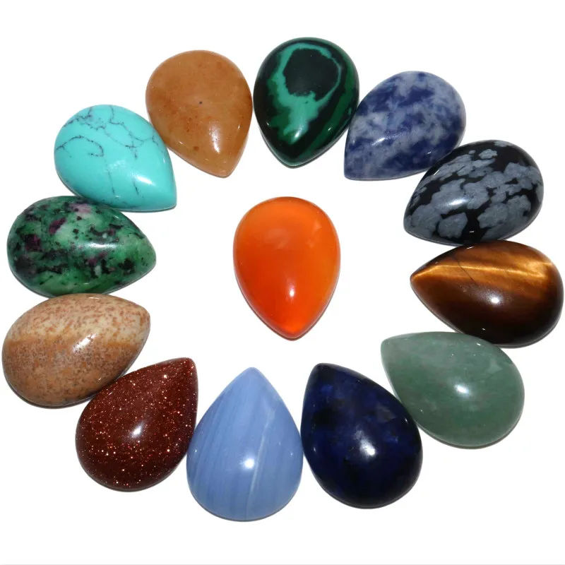 Wholesale 10pcs/Lot 8 10 12 14 16 18 20mm Assorted Natural Stone Water Drop CAB CABOCHON Beads For DIY Jewelry Accessories