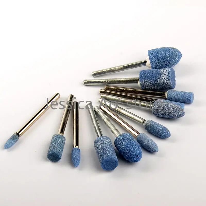 28pcs 3-12mm Cone/cylinder Shape Blue Stone Grinding Wheel Metal Polishing Electric Tools Sharpen Stone Weld Joint Grinding