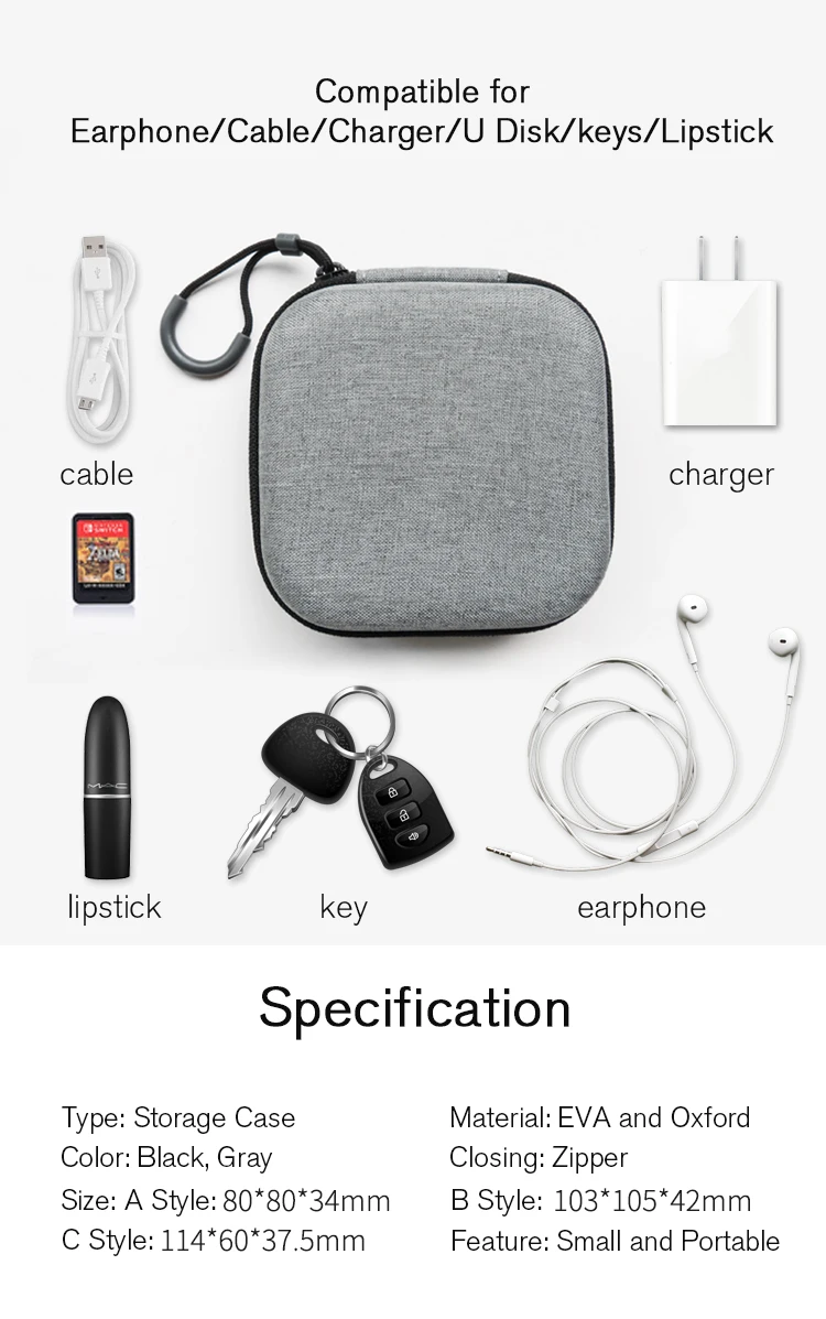 Earphone case Eva Hard Waterproof Storage Zipper Earphone bag Portable Pouch Bluetooth Earphones Headset Cable keys Storage Box
