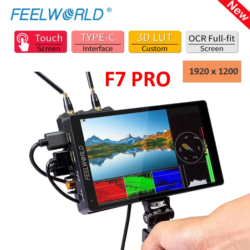 

FEELWORLD F7 PRO Camera Monitor 7 Inch 3D LUT Touch Screen 4K 60Hz DSLR F970 External Power Install Kit 1920X1200