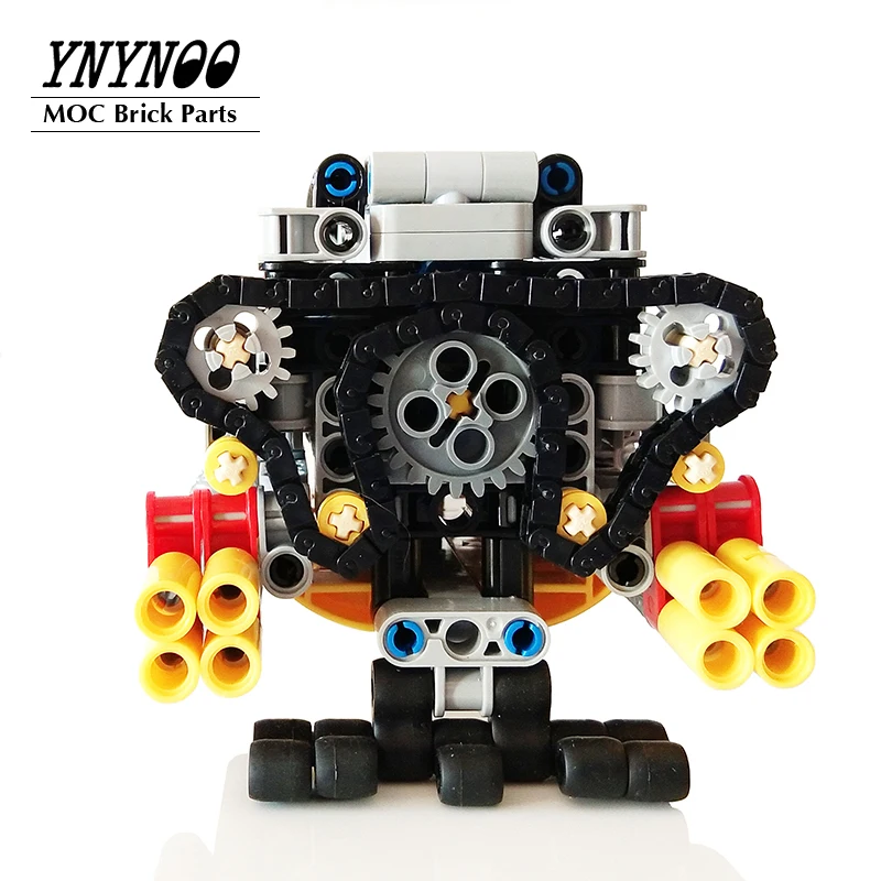 High-TEch Super Horizontally Opposed V-8 Cylinder Engine Electric Model Technology Machinery Assembled MOC Building Block Toys