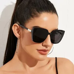 Lunettes de soleil carrées pour femmes, marque de luxe, grand cadre œil de chat, lunettes de soleil classiques Vintage pour femmes, uv400