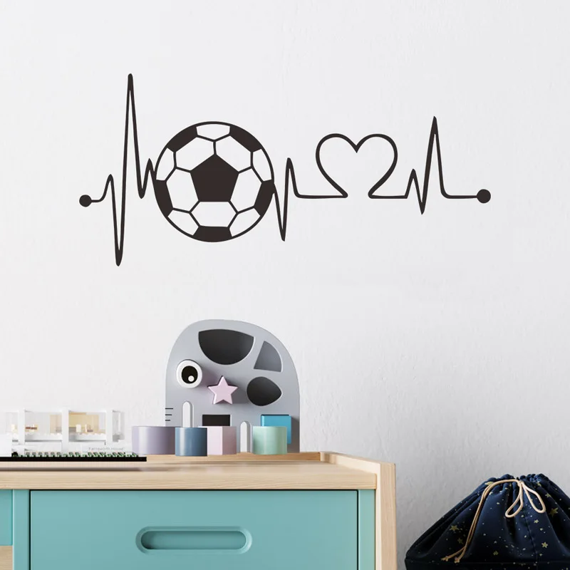 Football Heartbeat Wall Sticker Sports Football Bedroom Background For Home Decoration Kids Boy Room Wallpaper Creative Stickers