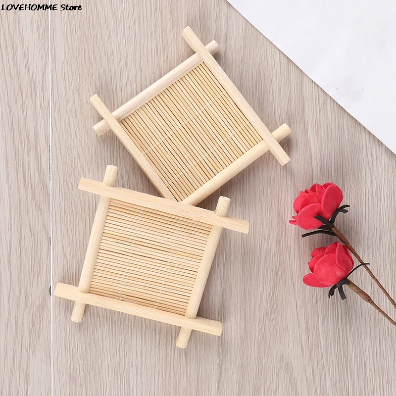 Nutural Bamboo Soap Holder Dish Tray Stylish Vintage Storage Teacup Mat For Home Bathroom Kitchen