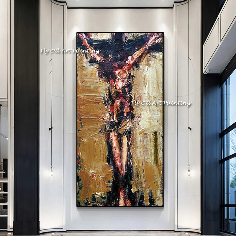 

100% Handmade Canvas Oil Painting Wall Art Jesus The Cross of Christ Posters Wall Pictures for Living Room Decoration Home Decor