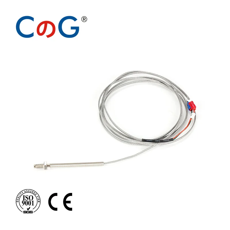 CG WRNT-02 M6 Screw K J PT100 Type 1M 2M 3M 5M Wire Cable Thermocouple Temperature Sensor for Industrial Temperature Controller