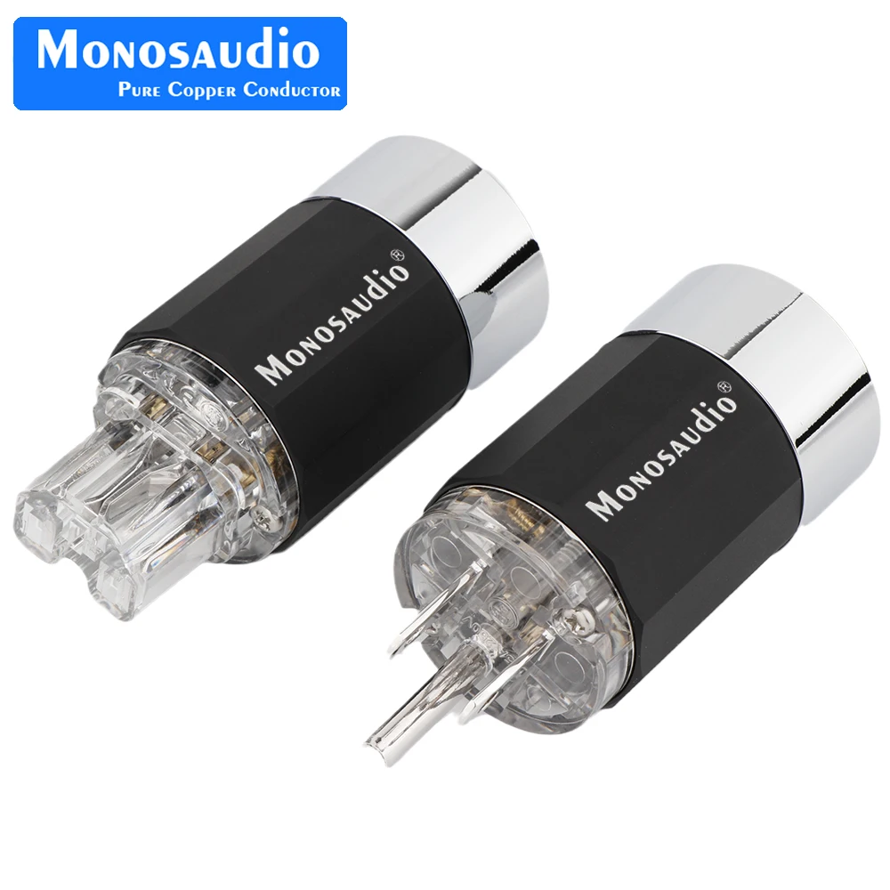 Monosaudio M09R/M109R 99.998% czysta miedź rodowane US zasilanie prądem zmiennym wtyczka rodowane z włókna węglowego US mężczyzna zasilanie prądem