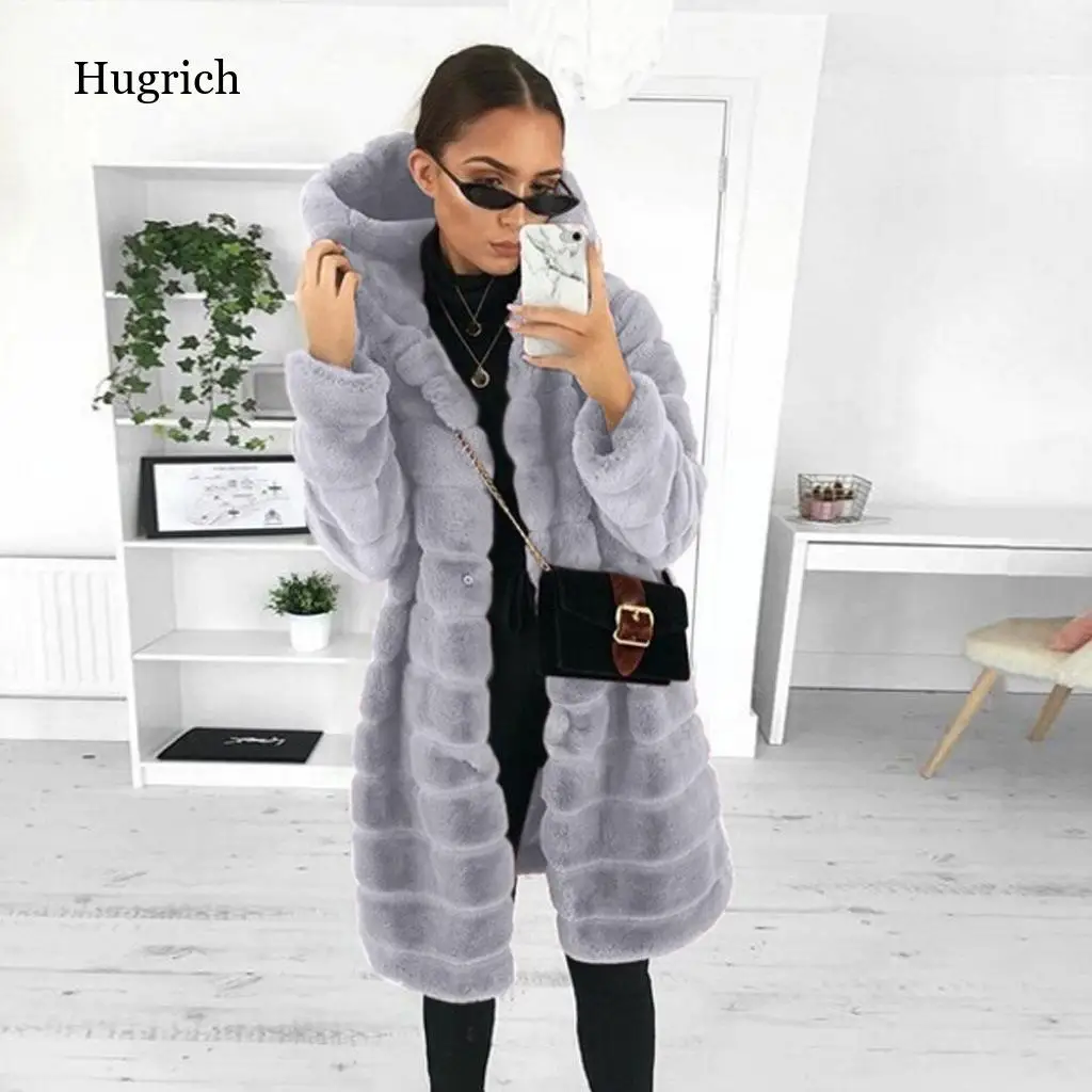 2021 Winter Dikke Warme Faux Fur Jas Vrouwen Lange Mouw Faux Fur Jas Luxe Winter Bontjassen