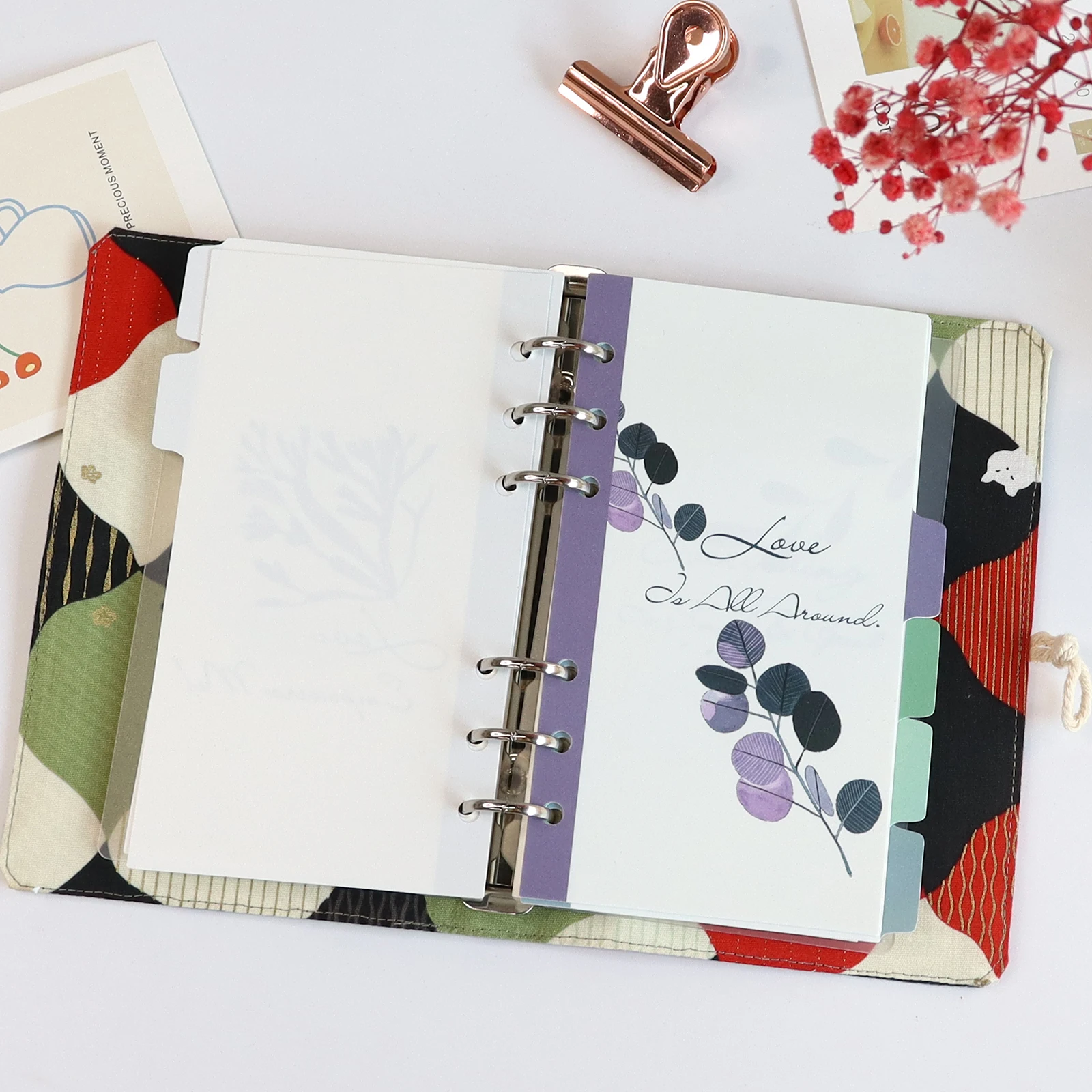 Fresh Style Binder Index Divider Notebook Diary Planner Cute Leaf Pattern PP Material 6 Holes A6 Divider 6Pcs/Pack