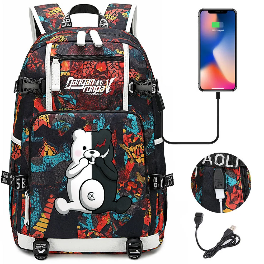 

Danganronpa Backpack Women Men Multifunction Waterproof USB Charging Laptop Backpacks School Travel Bags for Boys Girls