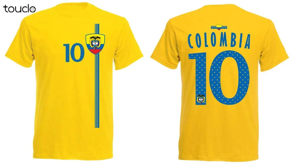 Kolumbien T-Shirt Men\'S Footballer Legend Soccers 2019 Jersey Trikot Colombia Nummer 10 2019 Summer New For Men O-Neck Tee