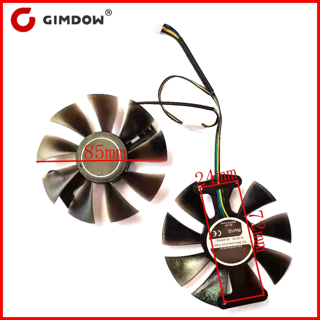 GA91S2U GeForce GTX950 GTX960 GTX1060 85mm 4pin 72x24mm For Radeon Red Dragon AX RX 470 RX480 RX 580 graphics card fan