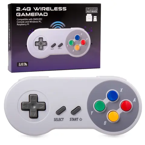 Joystick controller USB/SNES wireless da 2,4 GHz per console di gioco Super NES/SFC e PC Windows MAC Linux Genesis Raspberry Pi