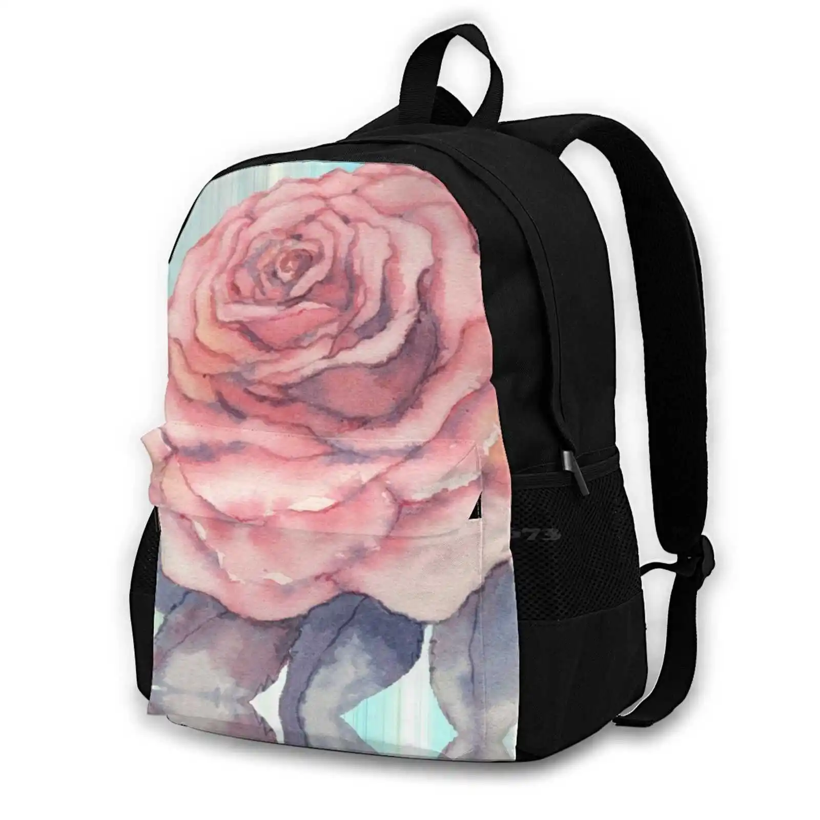 Pastel Still Life Hybrid Tea Rose School Bag Big Capacity Backpack Laptop 15 Inch Flower Plant Textile Petal Window Hybrid Tea