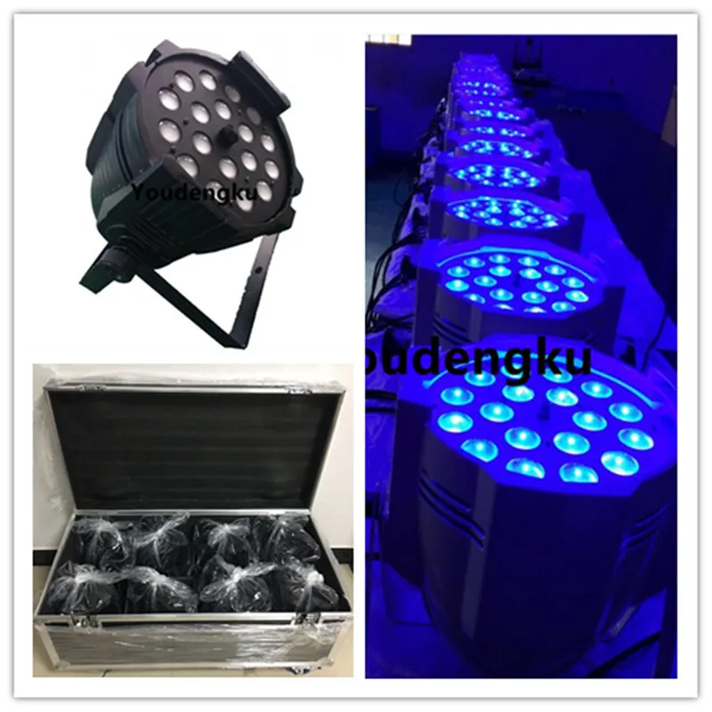 

8pcs with flycase Chinese top sale par Led dmx christmas lights indoor RGBWA 5in1 Zoom 18*15w rgbwa LED Par 64 for wedding stage