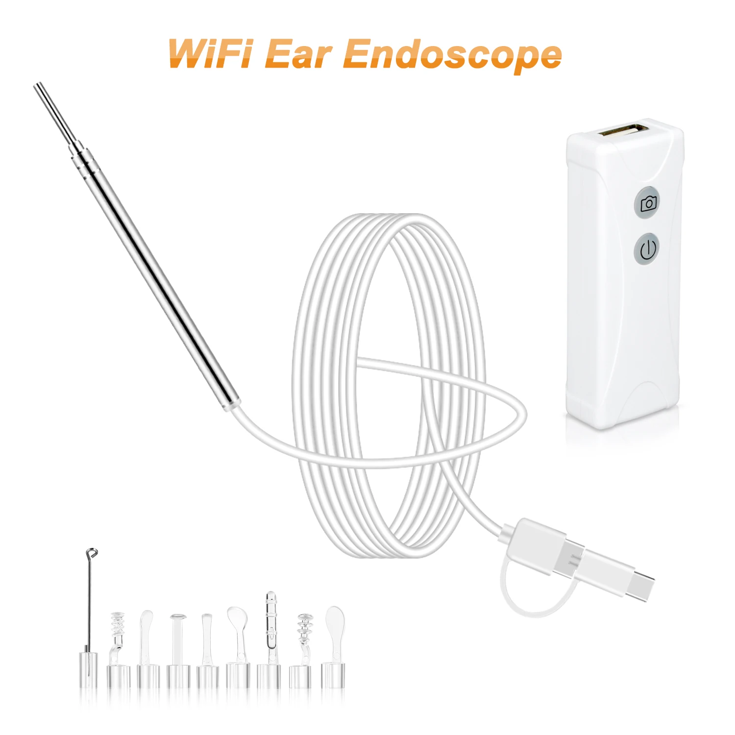 Mini WIFI Endoscope Camera 3.9MM 6 LEDs Three-in-one Interface USB Inspection Ear Nose Visual Health Care with Ear Pick Set