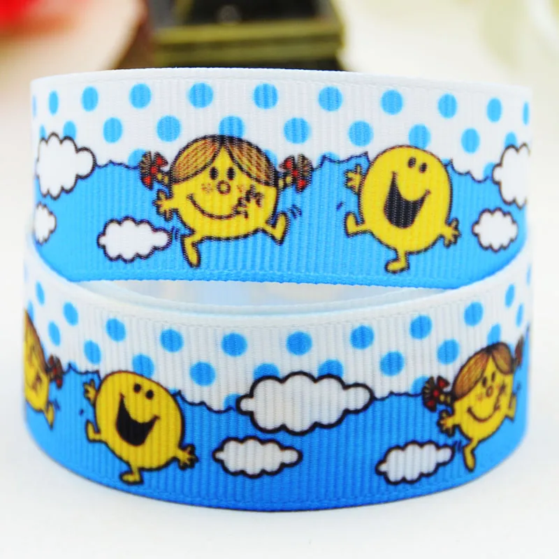 22mm 25mm 38mm 75mm Ruban satin the Mr. Men Cartoon Character printed Grosgrain Ribbon party decoration 10 Yards Mul076