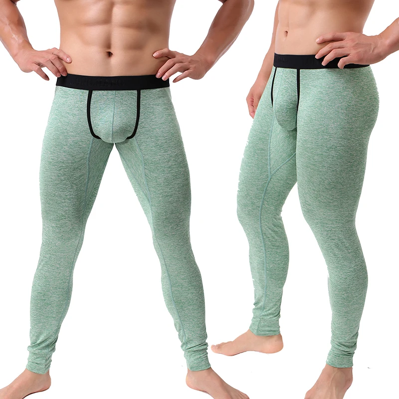 Calzoncillos largos sexys para hombre, ropa interior ajustada con bolsa de pene convexa en U, pantalones transparentes para el hogar, ropa de dormir