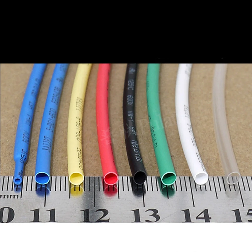 

1M 5M 10M 25M 30M 50M 100M Heat Shrink Tubes Φ2mm 2:1 Heatshrink Tube PE Tubing Black Transparent Green Yellow Red White Blue