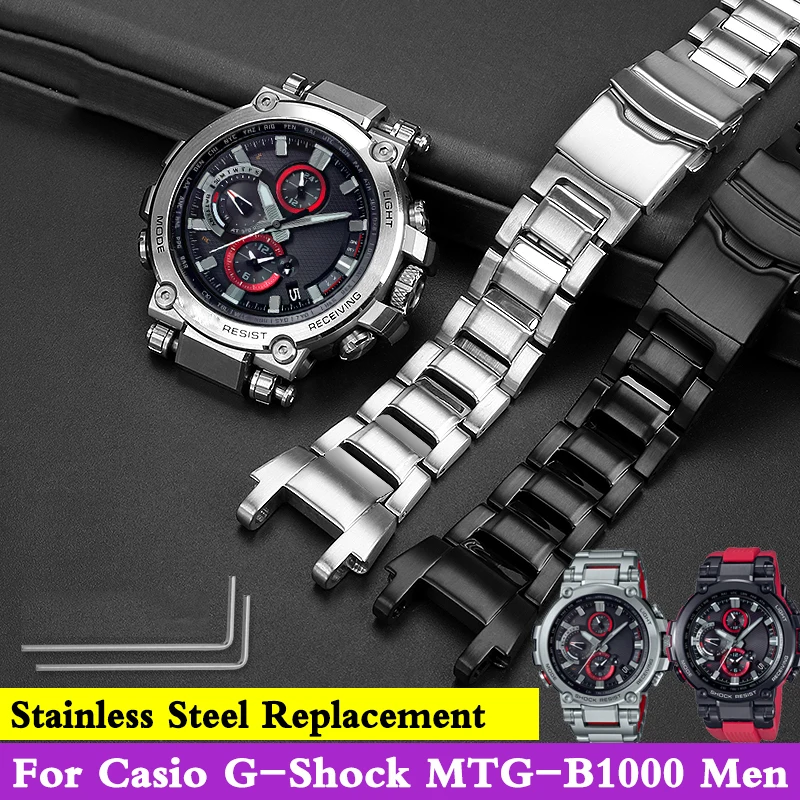 Stainless Steel Replacement Watch Band Strap for G-Shock MTG-B1000 Men Matte Metal Solid Watchband Bracelet Accessories