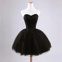 U2462 Girl Ball Gown Girls Ballet Birthday Cocktail Dress Graduation Gown Women Short Black Party Prom Dresses Sweet Memory