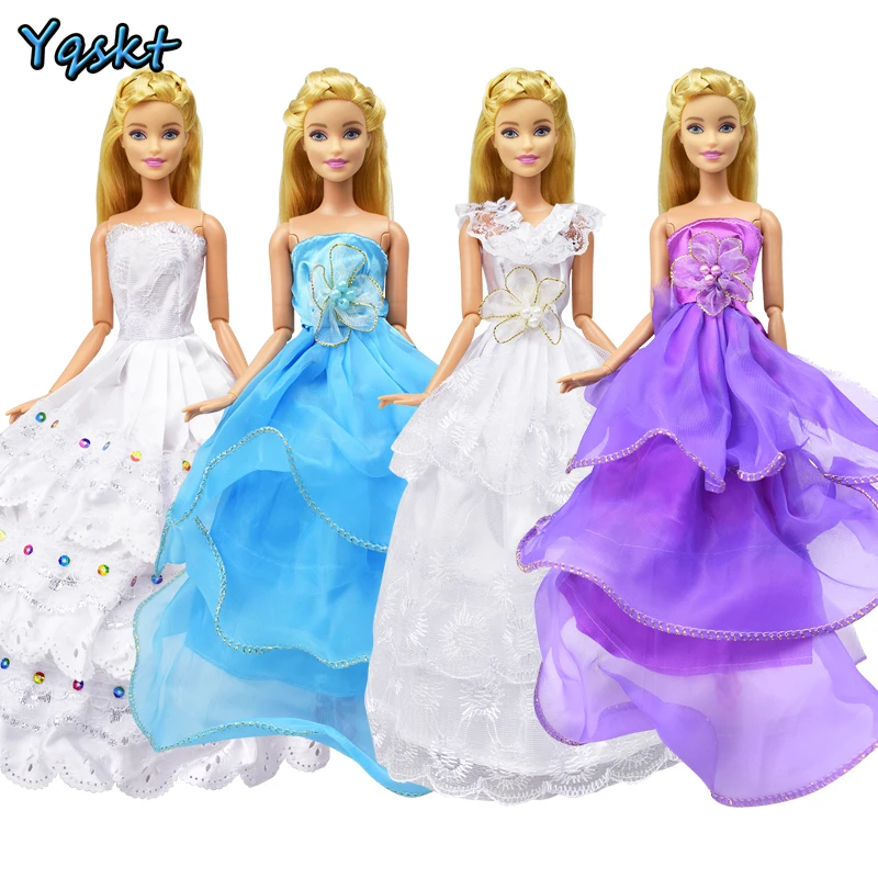 

4 Pcs/set Beautiful Wedding Dress High Quality Clothing Multiple Styles Princess Gown Evening Dress for 12 Inch Doll Accessories