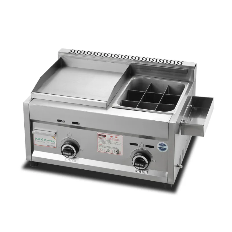 Gas Grill Deep Fryer Machine Commercial Grill Squid Fryer Oden Cooking Machine Stainless Steel Teppanyaki Equipment