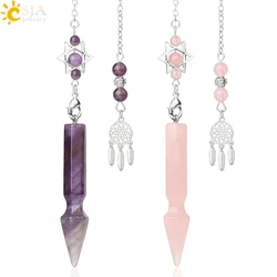 CSJA Pendulum Divination Merkaba Natural Stone Quartz Pendulums Dowsing Reiki Energy Crystal Pendant Catcher Dream Pendulo G608