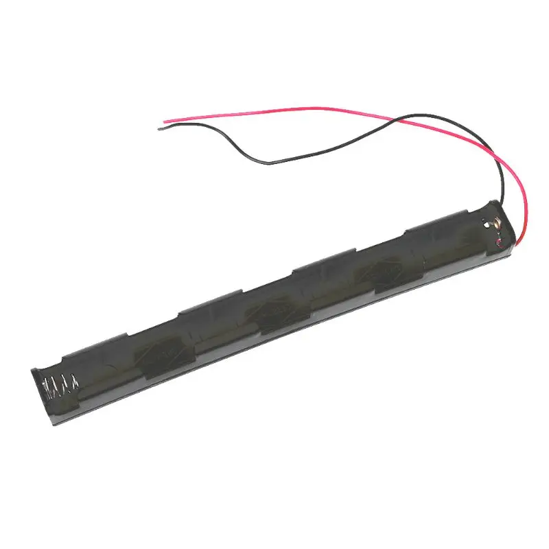 Battery Case 5th 3 AA 4.5V Long Strip Storage Holder Box Black Wire Leads Batteries Single Side Plastic Container HX6A