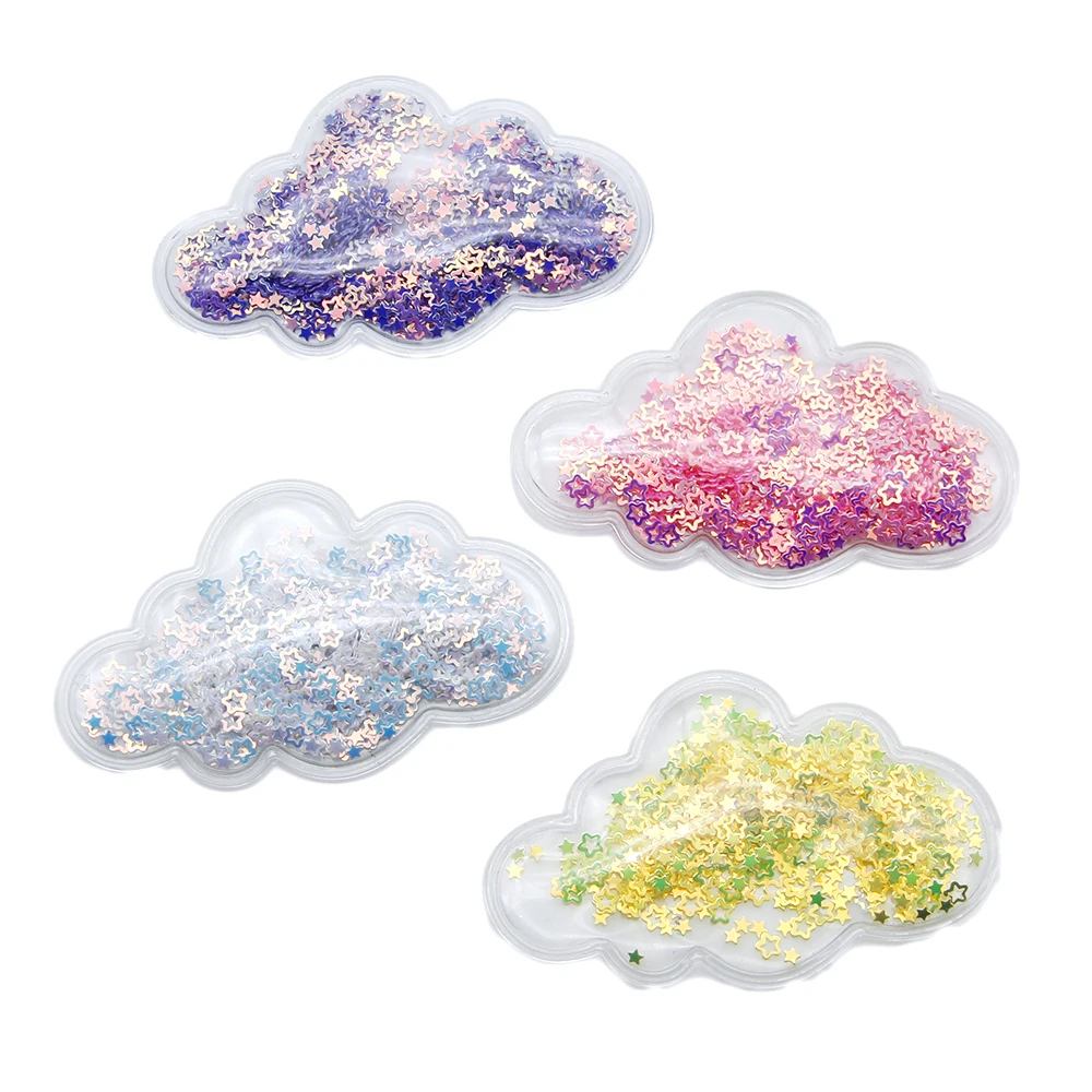New 5Pc Transparent Plastic Bag love Cloud Bling Shaker Sequins DIY Make Hair Clip Accessories Craft Decor,5Yc7561