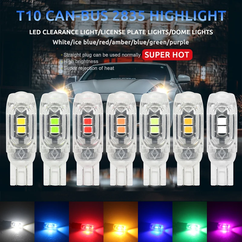 2pcs Car T10 LED bulb Canbus W5W 2835 194 168 LED Car Interior Light plate Dome Reading Lamp Clearance Light flashing tail lamp