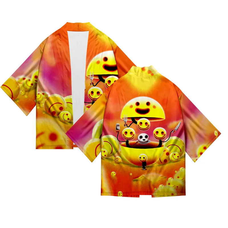 Harajuku Happy Game 3d Print Kimono Shirt Costume Fashion Men Seven Point Sleeve Tops Unisex Cardigan Jackets Streetwear Clothes