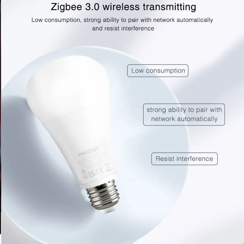 Imagem -02 - Miboxer Lâmpada Led Rgb Mais Cct 12w Zigbee 3.0 Fut105z E27 Lâmpada com Ajuste de Temperatura e Controle por Voz 160000 Cores Controle do Ritmo Musical por Aplicativo