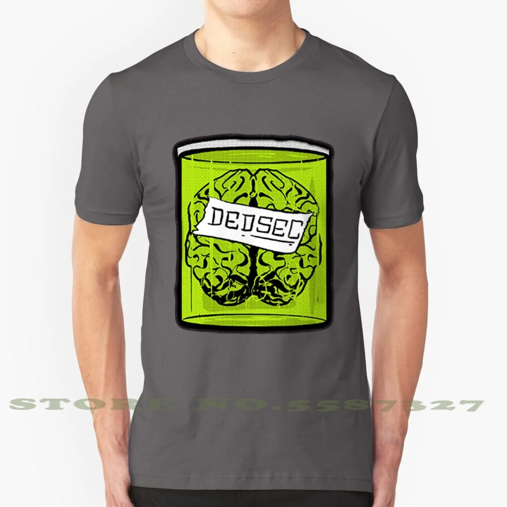 Dedsecbrainlogo 100% Pure Cotton T-Shirt Dedsec Fresh Hot New Cool Green Brain Jar Hacker Logo