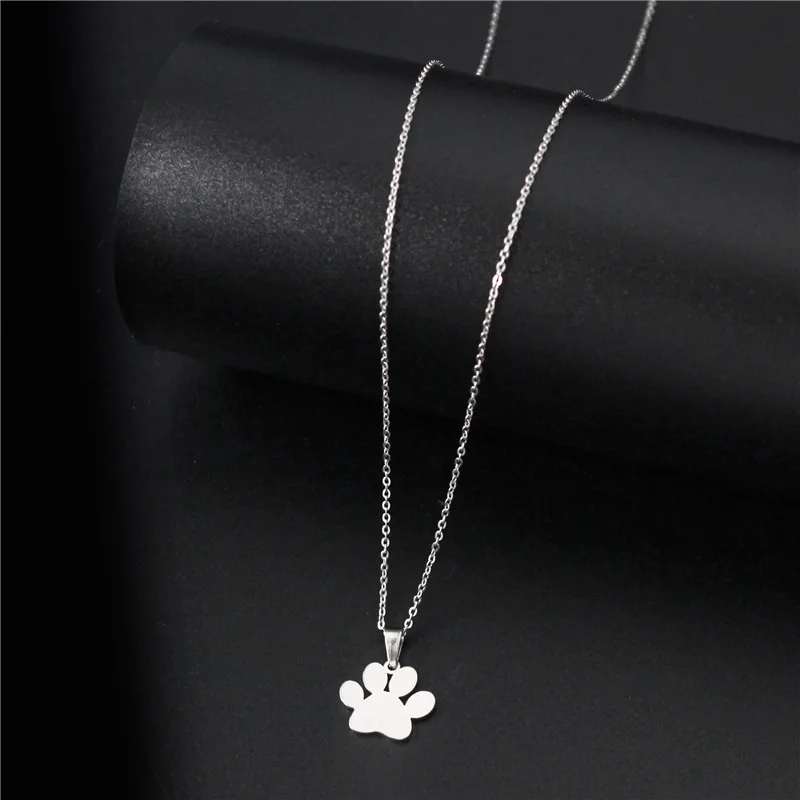 Stainless Steel Trendy Cute Bear Paw Dog Cat Claw Necklace Animal Footprint Necklaces for Women Love Jewelry Pet Lovers Gift