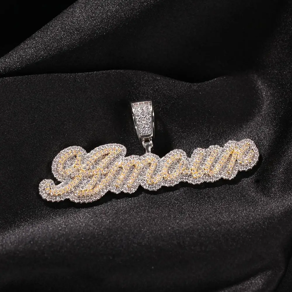 Imagem -05 - Tbtk-personalizado Bolha Iced Out Colar para Mulheres Pingente Personalizado Iced Out Jóias Edwardian Script Letter Branco Rosa cz