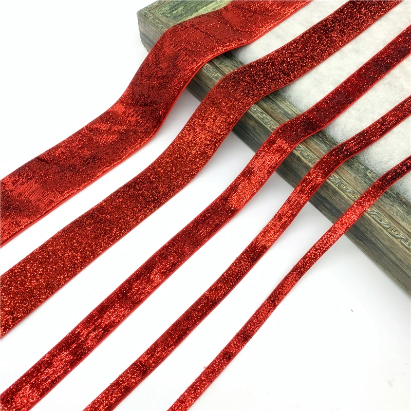 6MM-38MM Red Glitter Velvet Ribbon For Handmade Gift Bouquet Wrapping Supplies Home Party Decorations Christmas Ribbon