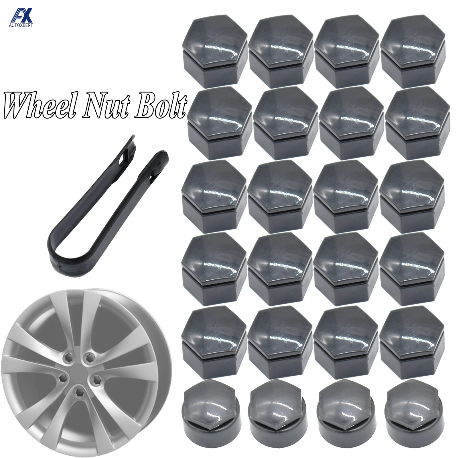 24pc Grau Rad Center Mutter Bolzen Reifen Schraube Kappe Staub Wasser Proof Abdeckung Mit Werkzeug 22mm Für Opel vauxhall Holden Insignia 2010 - 17