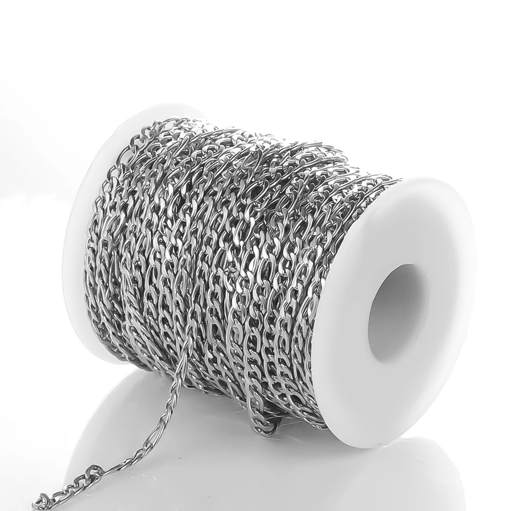 2 Meter Edelstahl-Kubanerketten in Großpackung für DIY-Schmuckherstellung, Zubehör, handgefertigte Halsketten, Großhandel – Detail 4