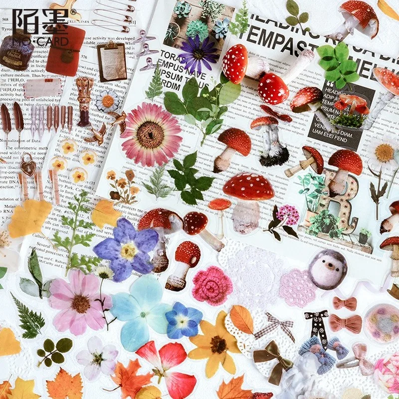 40pcs Creative Green Plant Sticker Pack PET Hand Account Material DIY Ablum Diary Decorative Stickers Cute Stationery