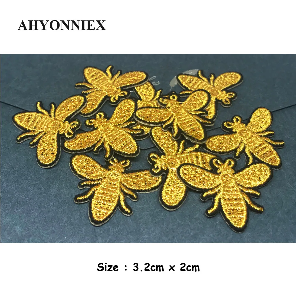 10 unids/lote pequeño parche de abeja amarillo pegatina bordada parches para planchar para apliques de ropa bordado accesorios de ropa DIY