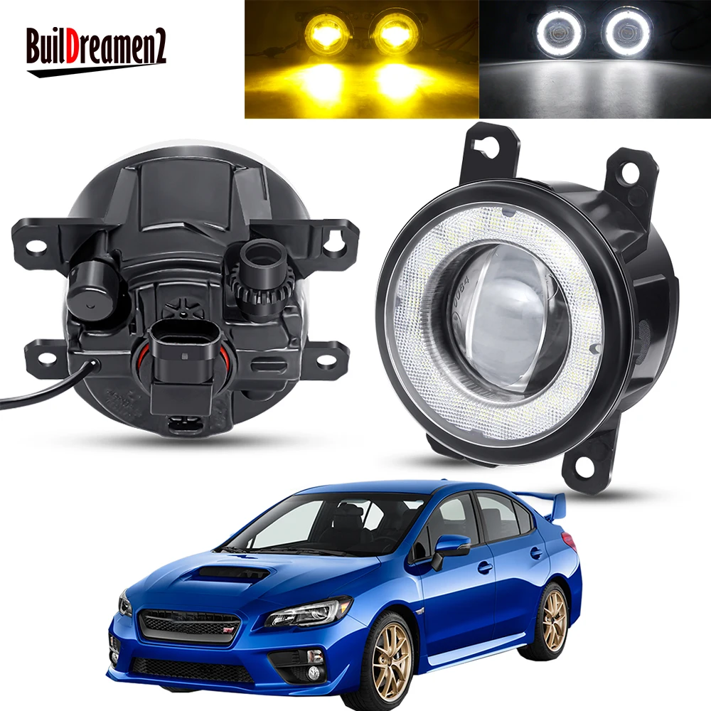 2 Pieces Angel Eye Fog Light Assembly Car Front Bumper LED Lens DRL Fog Driving Lamp 30W H11 12V For Subaru WRX STI 2015 2016